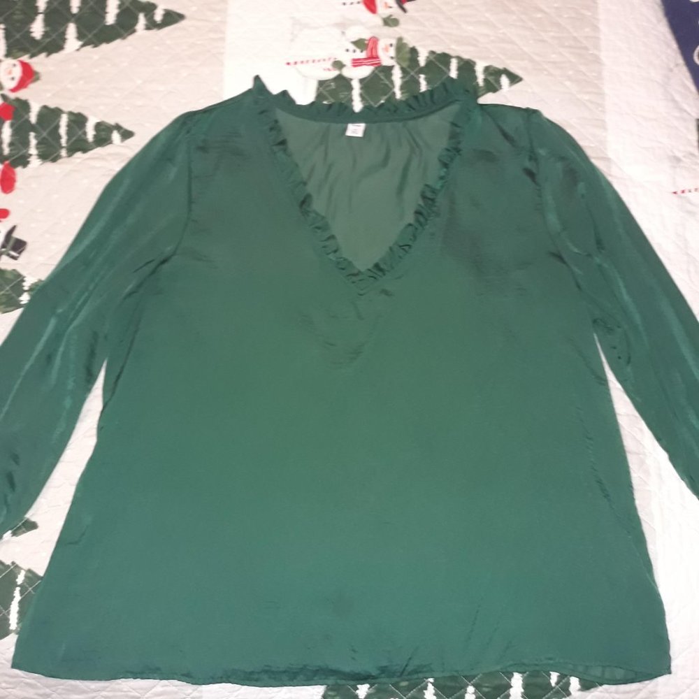 Green Ruffle Blouse-Size XXL